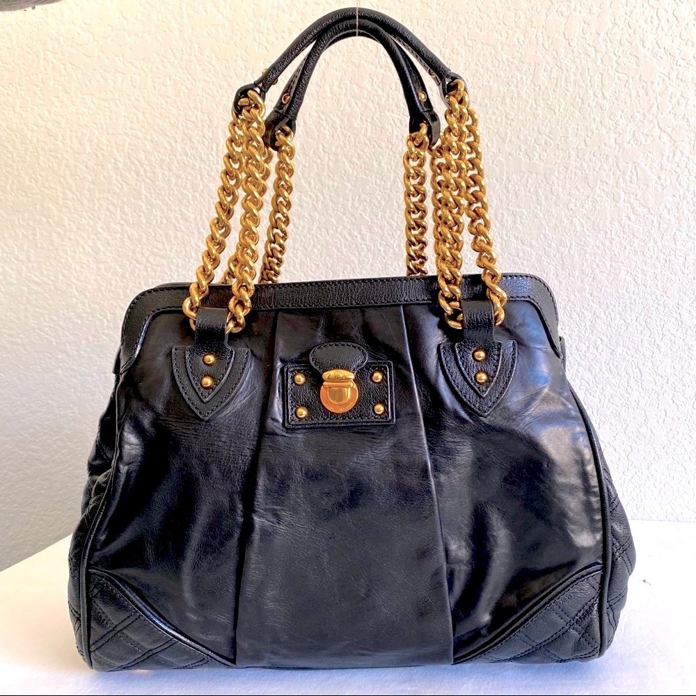 Marc Jacobs Black Leather Quilted East-West Bag